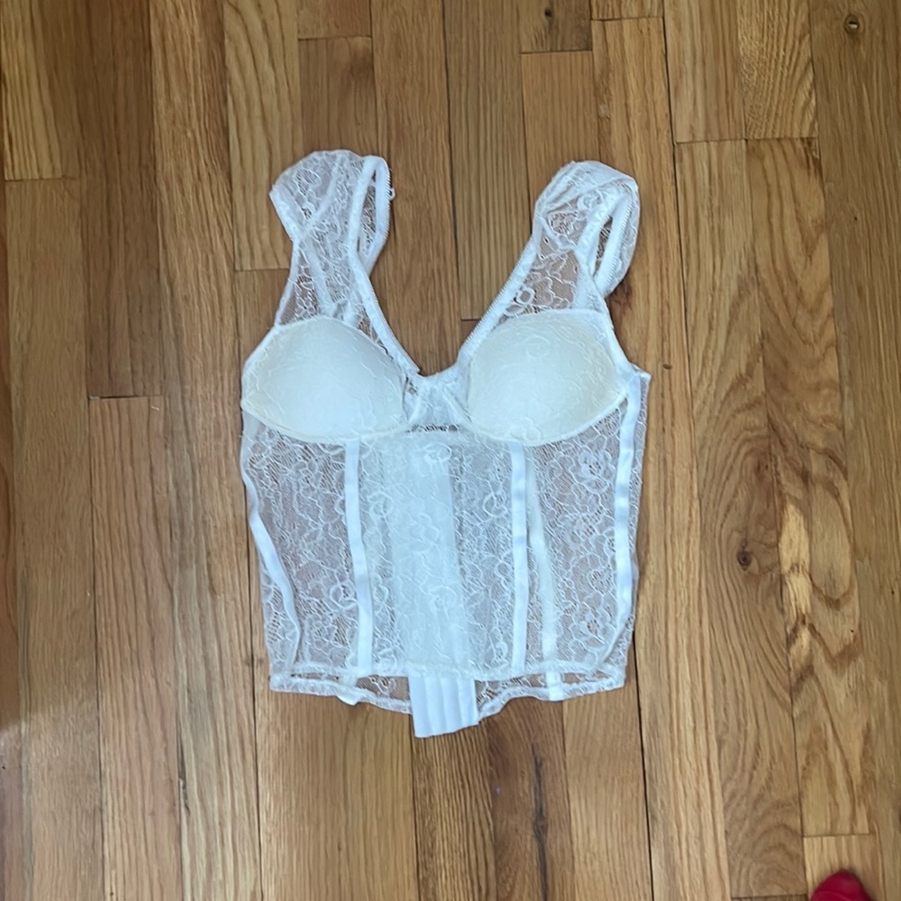 white lace corset top